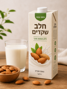 כוס חלב שקדים לצד שקדים